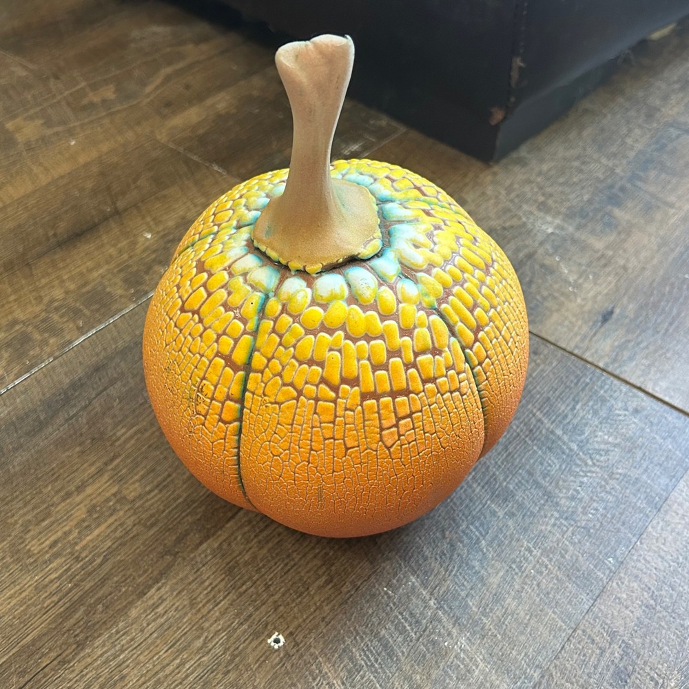 William Kidd Studio Pottery Textured Ceramic Pumpkin Sculpture Signed Artist Art